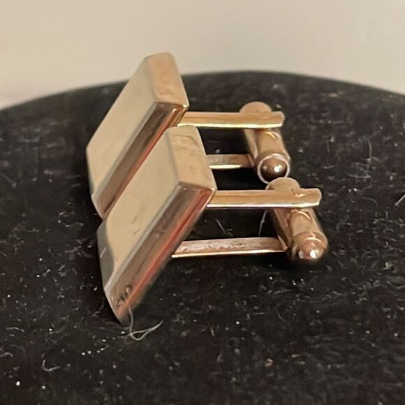 Vintage 1950s MCM Hickok USA engravable square gold tone bullet back cuff links - Picture 7 of 16